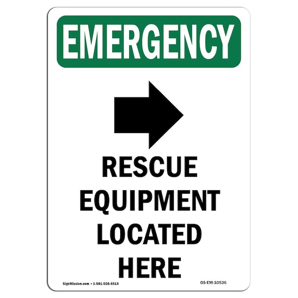 Signmission OSHA Emergency Sign, 24" H, Aluminum, Rescue Equipment Located Here, Portrait, EM-A-1824-V-10536 OS-EM-A-1824-V-10536 - main